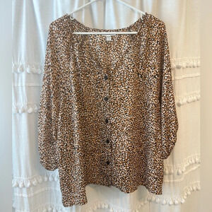 Jules and Leopold Leopard print top black and mustard size L